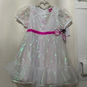 Barbie Shimmering White Dress with Pink Belt